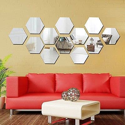 Wall Mirror Sticker 12 PCs Removable | Honeycomb Mirror