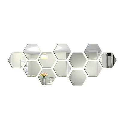 Wall Mirror Sticker 12 PCs Removable | Honeycomb Mirror