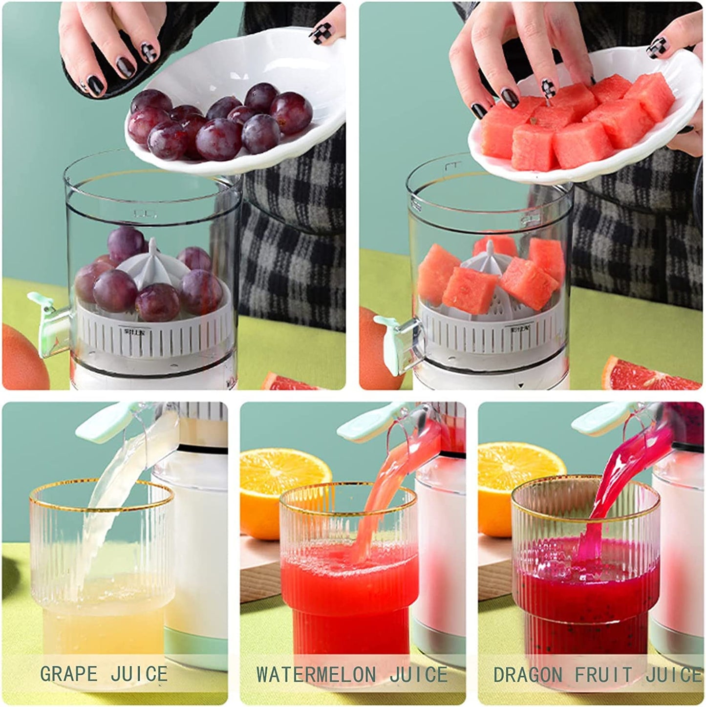 Electric Citrus Juicer, Rechargeable Juicer Machine with USB Cable and Cleaning Brush