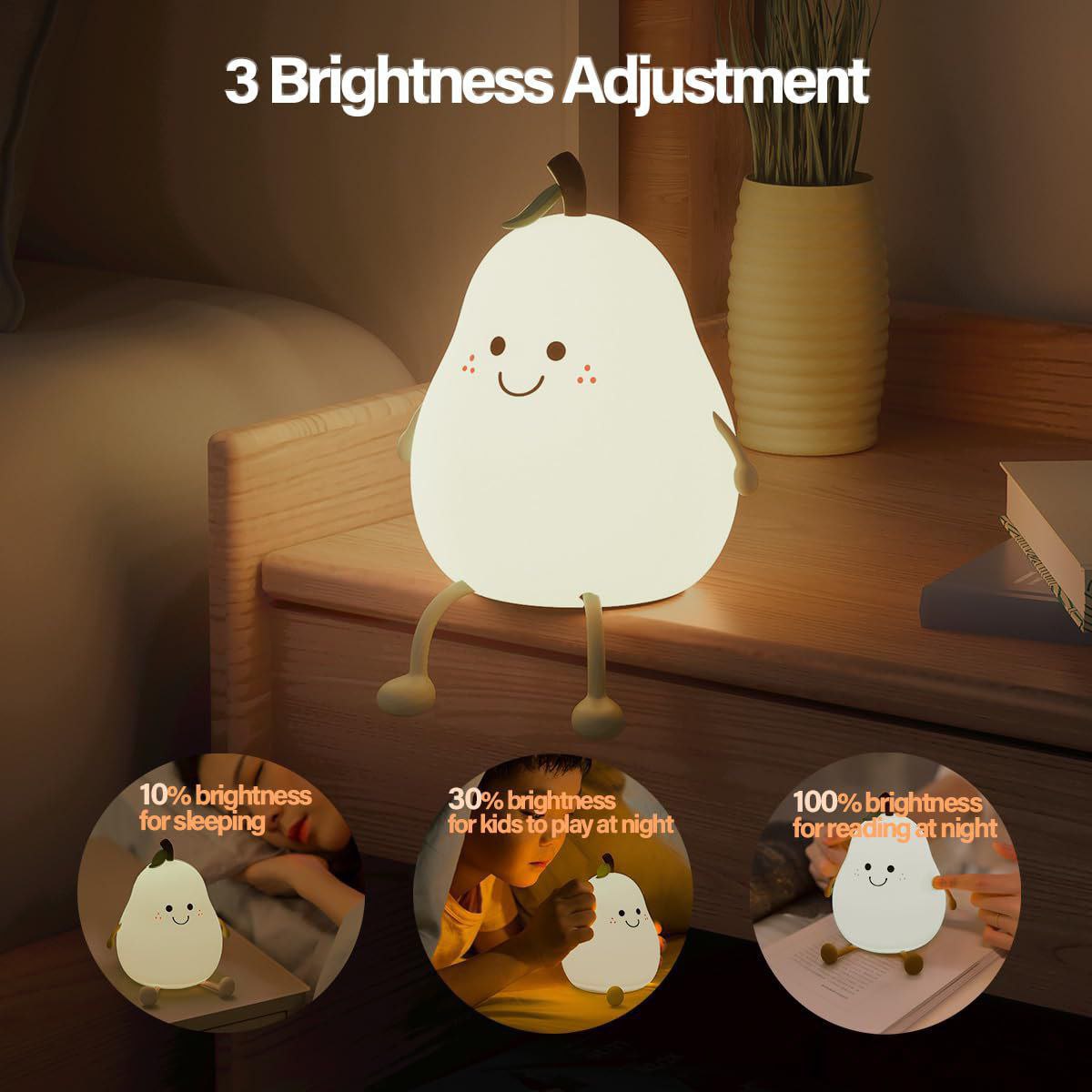 Pear Night Light for Kids | Dimmable