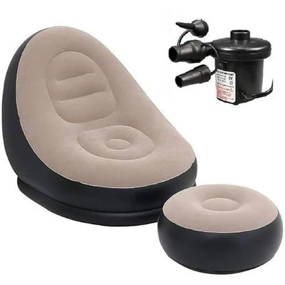 Inflatable Lounge Chair with Footrest | with Electric Pump for Indoor & Outdoor Use