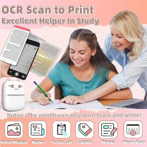 Mini Bluetooth Thermal Printer | Android & iOS System, Black on White Thermal Printer