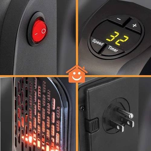 Compact Plug-in Heater | Digital Display & Adjustable Timer