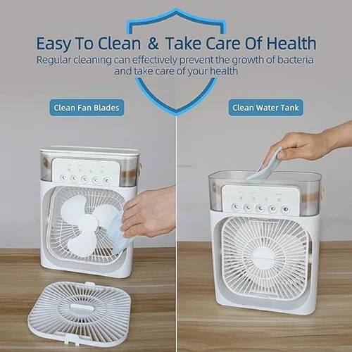 Portable Air Conditioner Fan with LED Light & Timer | 3 Speeds & Spray Modes