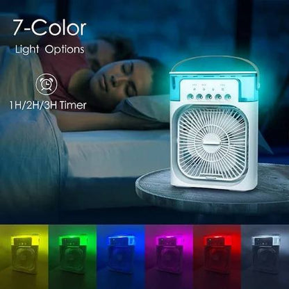 Portable Air Conditioner Fan with LED Light & Timer | 3 Speeds & Spray Modes