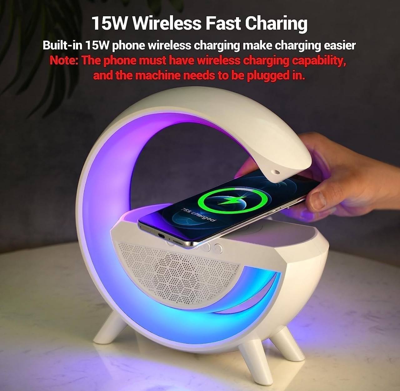 G-Shape LED Wireless Charging Speaker Lamp