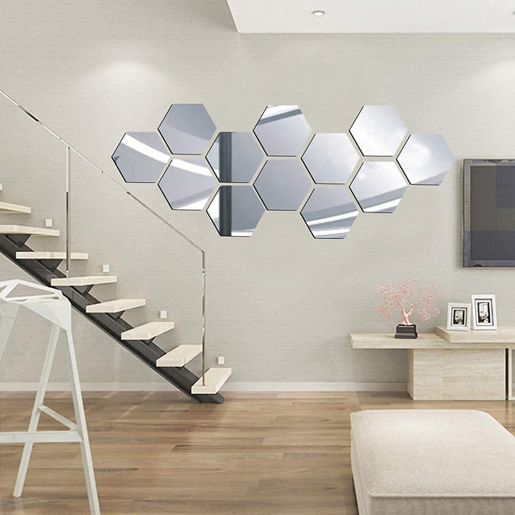 Wall Mirror Sticker 12 PCs Removable | Honeycomb Mirror