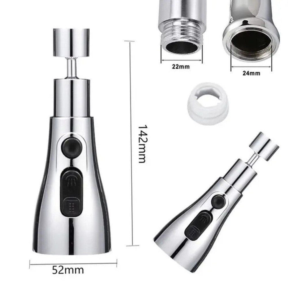 360 Degree Movable Faucet Aerator Infinity (3 Mode | Jet | X-Cross | Eco-Mist)