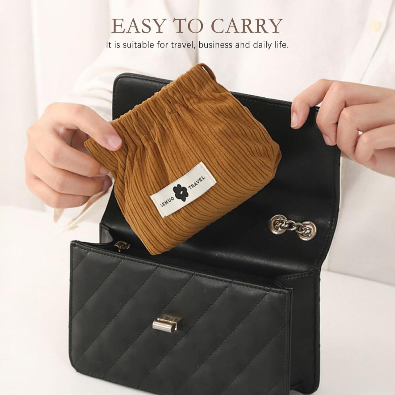 Elastic Corduroy Jewellery & Makeup Pouch