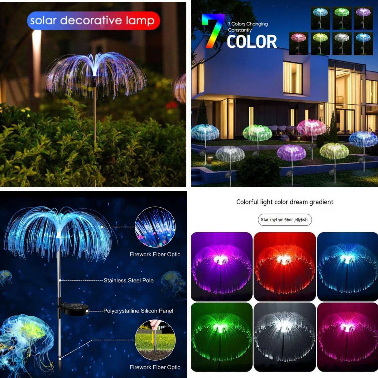 Jellyfish Solar Garden Light Metal Stand Multicolour (Set of 2)