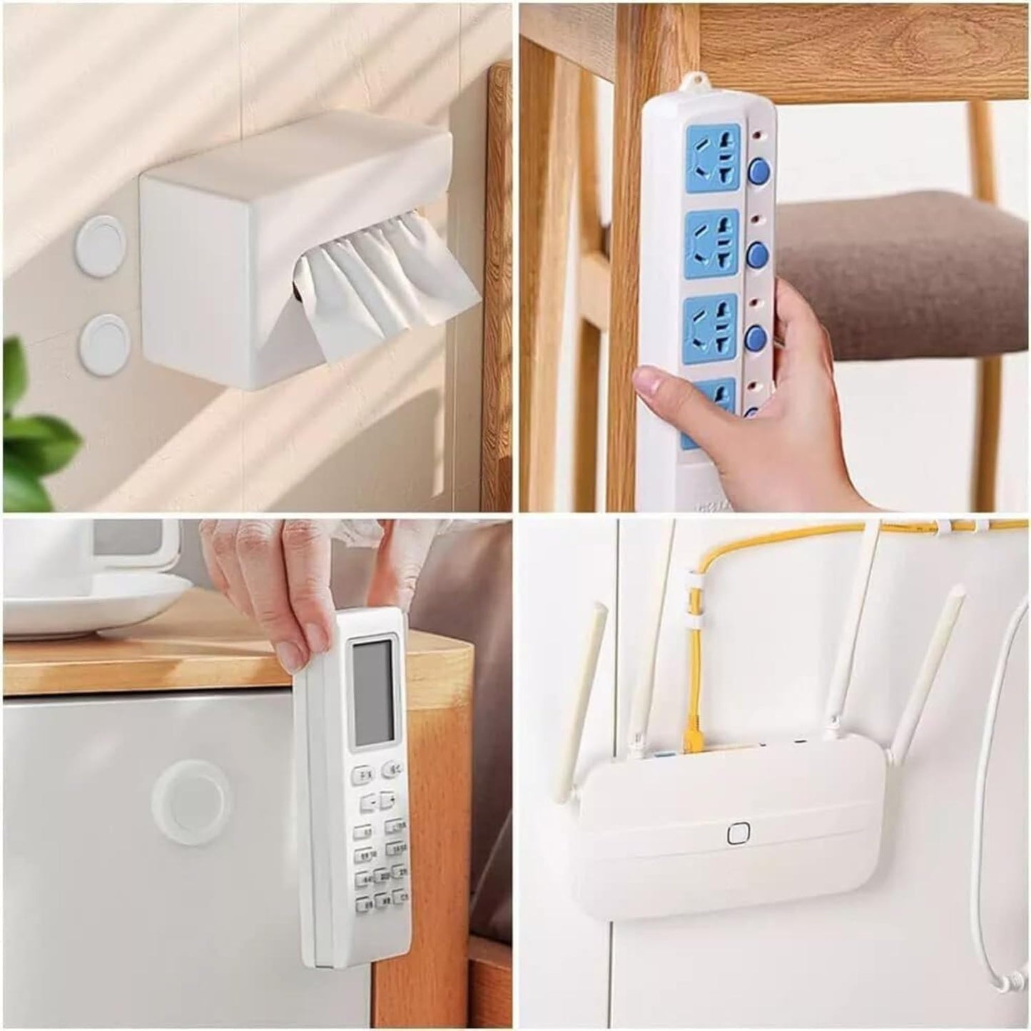 Magnetic Wall Mount Remote Holder | Self-Adhesive Storage Hooks (4 Pcs Set)