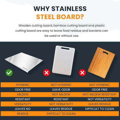 Stainless Steel Chopping Board | Heavy-Duty Kitchen Cutting Board & Countertop Protector 41*31 CM