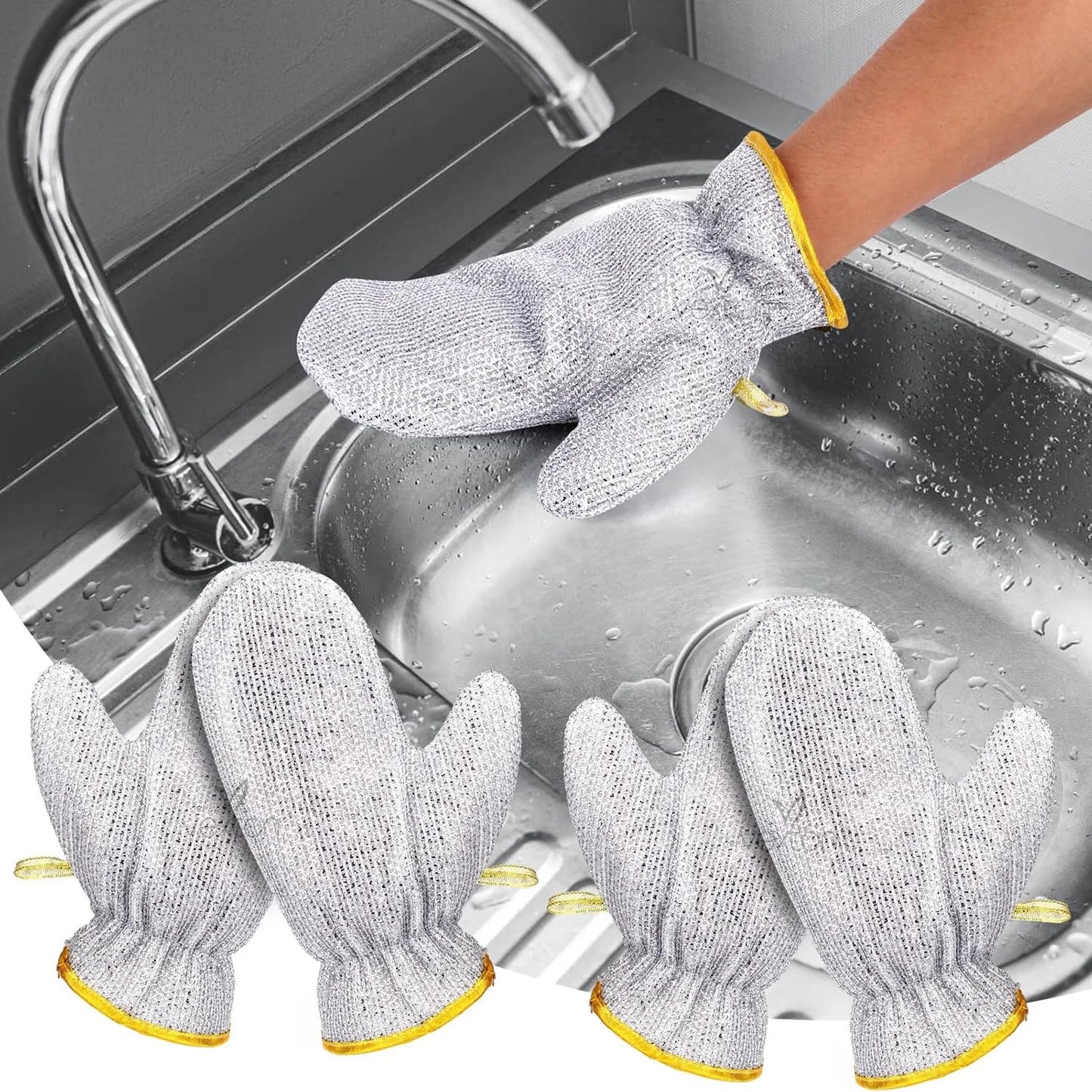 Reusable Wire Dishwashing Gloves | Heat Insulation Anti-Hot Waterproof Gloves ( 2 noz)