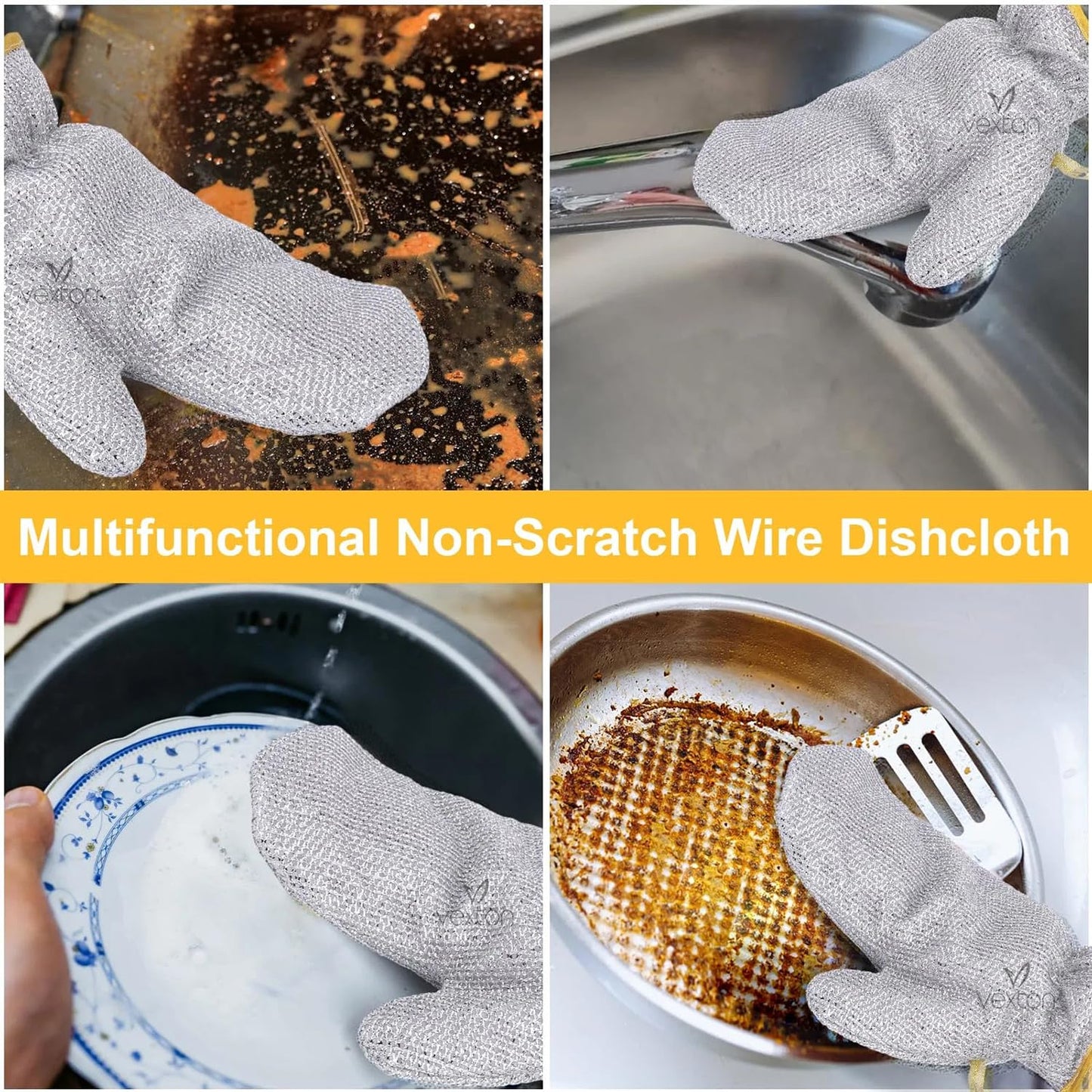 Reusable Wire Dishwashing Gloves | Heat Insulation Anti-Hot Waterproof Gloves ( 2 noz)