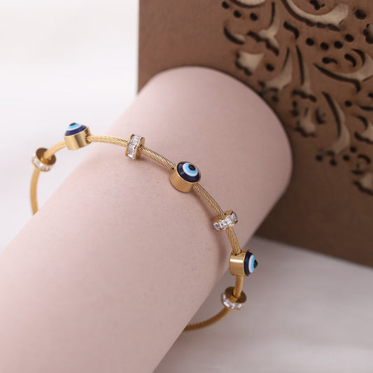 Golden Gaze – Evil Eye Magnetic Bracelet in 22K Gold Plating