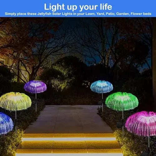 Jellyfish Solar Garden Light Metal Stand Multicolour (Set of 2)