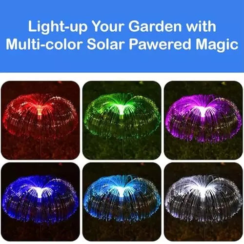 Jellyfish Solar Garden Light Metal Stand Multicolour (Set of 2)